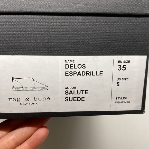 NWT rag & bone Delos Espadrille in Salute (Navy) Suede. MSRP $295. Size 5. - Picture 5 of 7